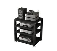 Media Stand Audio Rack Portable Media Storage Rack AV Media Stand Corner Shelf Stereo Racks and Stands with Storage Shelves for Living Gaming Recording Room Meeting Room Bedroom.(Black,40x35x48cm)