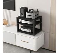 Media Stand Audio Rack Portable Media Storage Rack AV Media Stand Corner Shelf Stereo Racks and Stands with Storage Shelves for Living Gaming Recording Room Meeting Room Bedroom.(Black,45x35x35.5cm)