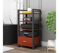 Media Stand with Drawers AV Media Stand Corner Shelf with Universal Wheels 3/4/5 Tier Floor-Standing Audio Rack Stereo Audio Rack Stand Tower for Meeting Livingroom Recording Room.(Walnut,60