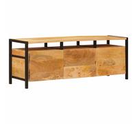 Media Storage Cabinet Brown Solid Mango Wood 110x30x40 cm 2 Doors 2 Drawers Iron
