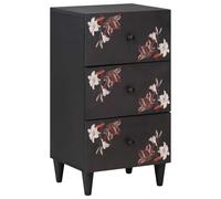 Media Storage Cabinet Multicolour 40x33.5x75cm Solid Mango Wood Floral Brass TV