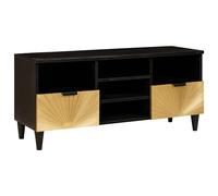 vidaXL TV Cabinet Black and Gold 100 x 33 x 46 cm Engineered Wood, Modern Living
