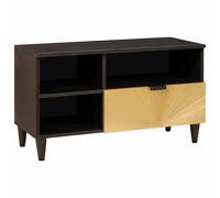 Media Storage Cabinet Tv Black Gold 80 X 33 46 Cm Engineered Wood Black and gold