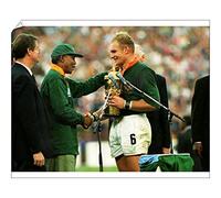 Media Storehouse 10x8 Print of Francois Pienaar receives the Webb Ellis Cup from Nelson Mandela (8724565)