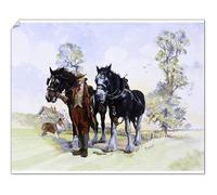 Media Storehouse Shire Horses & Farmer Print by Malcolm Greensmith - Print 10"x8" (25x20cm) (4397333)