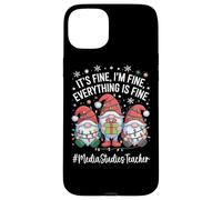 Media Studies Teacher Gnome Everything Is Fine Christmas Case for iPhone 15 Plus