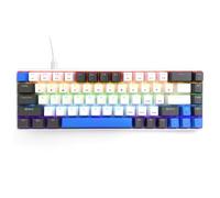 media-tech Red Core MX60 Mechanical Gaming Keyboard 60% 68 Keys RED Switch Quiet Multicolour Backlight Anti-Ghosting USB-C Compact Format Ergonomic White Blue