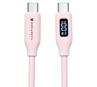 MediaDevil USB-C to USB-C Cable, 100W, Silicone Pink, 3m | Soft-touch, tangle-free cable with live LED readout for MacBook Air, MacBook Pro and USB-C laptops