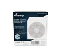 MediaRange - 100-Pack CD Paper Sleeves with Window and Adhesive Flap and Flipsid