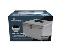 MediaRange 300 Disc Storage Case Aluminium Effect with Hanging Pockets Silver
