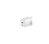 MediaRange GaN Fast Charging Adapter UK Plug 1xUSB-C and 1xUSB-A 45W White MRMA113-UK