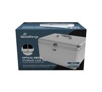 MediaRange Archiving Case for 200 Discs Aluminium Look with Hanging Pockets Silver 18 cm