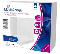 MEDIARANGE BOX31 T-2 - Black Single CD Jewel Case, Holds 2 Disks Clear (Pack of