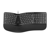MEDIARANGE Ergonomic keyboard, wired multimedia keyboard with 124 keys and scrol