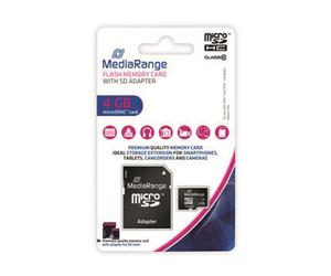 MediaRange micro SDHC Speicherkarte mit SD Adapter 4GB - Geschwindi (MediaRange)