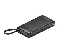 MediaRange Mobile Additional Battery/Power Bank 10,000 mAh with Integrated Charging Cables and LC Display, Supports USB-C Power Delivery and Quick Charge, Black