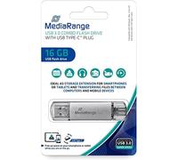 MediaRange MR935 USB Stick 16GB silver Combo Flash Drive USB 3.1 + Type C
