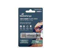 MediaRange MR935 USB Stick 16GB silver Combo Flash Drive USB 3.1 + Type C