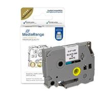 MediaRange Plastic Label Tape Cartridge for Brother TZ-231/TZe-231, Permanent Adhesive, 12 mm, 8 m, Laminated, Black on White