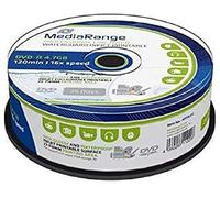 MediaRange MRPL612 Slug and Storage Media DVD-R 4,7GB 120min 16x Speed, Inkjet Fullsurface Printable Cake WaterGuard High Glossy and Wide Sputtered 25 White