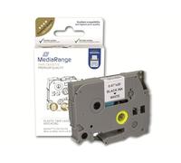 MediaRange Plastic Label Tape Cartridge for Brother TZ-231/TZe-231, Permanent Adhesive, 12 mm, 8 m, Laminated, Black on White
