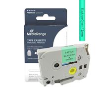 MediaRange Plastic Label Tape Cartridge for Brother TZ-731 TZe-731 Permanent Adhesive 12 mm 8 m Laminated Black on Green