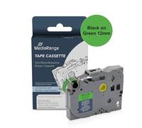 MediaRange Plastic Label Tape Cartridge for Brother TZ-731 TZe-731 Permanent Adhesive 12 mm 8 m Laminated Black on Green