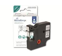 MediaRange Plastic Label Tape Cassette, For/Replaces Dymo D1/45013/S0720530, Permanent Adhesive, 12 mm, 7 m, Laminated, Black on White