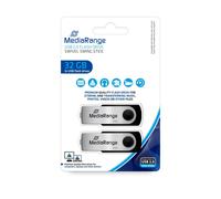 MediaRange USB 2.0 Memory Stick 32GB - Pack of 2 - Mini USB Flash Drive with Sec