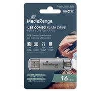 MediaRange MR935 USB Stick 16GB silver Combo Flash Drive USB 3.1 + Type C