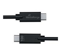 MediaRange USB Type-C® Charging and Data Cable with E-Marker Chip, USB 3.1, Supports USB-C Power Delivery 3.0, Quick Charge 3.0 and PPS, 100 W Max, 10 Gbit/s, 1.2 m, Black