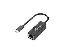 MediaRange USB Type-C Network Adapter with RJ45 Port 10/100/1000 Mbps 20cm Black