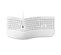 MediaRange Wired Ergonomic Multimedia Keyboard with Scroll Wheel, QWERTZ (DE/at) T1, Full Format with Numeric Keypad, Function & Quick Keys, 1.8 m Cable, White