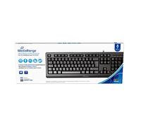 MediaRange Wired Keyboard with 105 Keys, QWERTY (GR) Layout, PC Keyboard with Plug & Play USB 2.0 Connection, Splash-proof & Height-Adjustable, Black