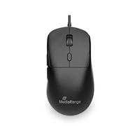 MediaRange Wired Optical 6-Button Mouse with Scroll Wheel, DPI and Thumb Buttons, 800-2,400 DPI, for Right-Handed Users, 1.5 m USB-C Cable, Black