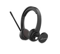 MediaRange Wireless ENC Stereo Headset with Rotating Microphone Arm, Function Buttons, Rechargeable 400 mAh Battery, 2 Devices Pairing (BT Ver 5.2), Black