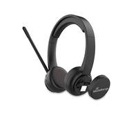 MediaRange Wireless ENC Stereo Headset with Rotating Microphone Arm, Function Buttons, Rechargeable 400 mAh Battery, 2 Devices Pairing (BT Ver 5.2), Black