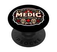 Medic Day Of The Dead Día De Los Muertos Healer & Protector PopSockets Adhesive PopGrip