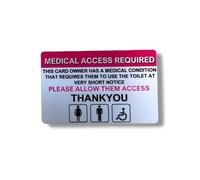 Medical Access Required ID Card for Urgent Toilet Use, Pink