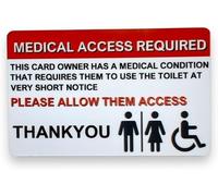 Medical Access Required ID Card for Urgent Toilet Use, Red