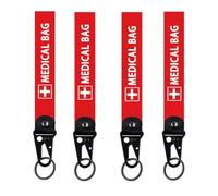 Medical Alert Bag Tags (4 Pcs),5.12"x1.18" Polyester with Bright Red Eye-Catching Design, for Medical Bags/Backpacks/Wallets