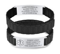 Medical Alert Bracelet for Men Women - Personalised Comfort Fit Silicone Magnetic Strap Medic ID Wristband, Free Engraving Adjustable Waterproof Emergency Medical Bracelets for Diabetic Allergy