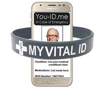 Medical Alert Bracelet, Silicone Emergency ID Wristband, SOS Identity Band, Alerts Phone, SMS Alarm to Next of Kin or Contacts, Store ALL Your Medical Alert Info, for Adult or Child (Large, Charcoal)