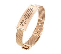Medical Alert Bracelets for Men Women - Personalized Medical Emergency ID Bracelet Adjustable Stainless Steel Mesh Type 1/2 Diabetes Bracelets Allergy Wristband SOS Bracelet