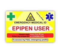 Medical Alert Card, Emergency ID, Medical Identity Card, Personalised to Your Condition, Awareness of Medications, ID and Contact SMS System Options (Epipen User)