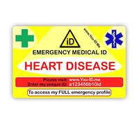Medical Alert Card, Emergency ID, Medical Identity Card, Personalised to Your Condition, Awareness of Medications, ID and Contact SMS System Options (Heart Disease)