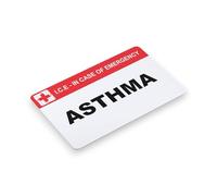 Medical Alert Card for FND, Diabetes, Parkinson’s, Epilepsy - Custom ICE Card with Emergency Contact Details Wallet Sized with Protective Overlay in Case of Emergency Card by ALG ID Cards (Asthma, 1)