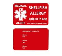 Medical Alert Card in Black Lightweight Aluminium with Custom Emergency Contact Info - Ideal for Wallet/Purse/Card Holder - Laser Etched with Your Custom Details (Design Shellfish)