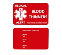 Medical Alert Card in Red Lightweight Aluminium with Custom Emergency Contact Info - Ideal for Wallet/Purse/Card Holder - Laser Etched with Your Custom Details (Design bloodthin)