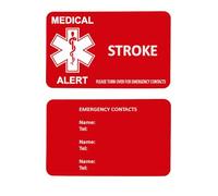 Medical Alert Card in Red Lightweight Aluminium with Custom Emergency Contact Info - Ideal for Wallet/Purse/Card Holder - Laser Etched with Your Custom Details (Design Stroke)